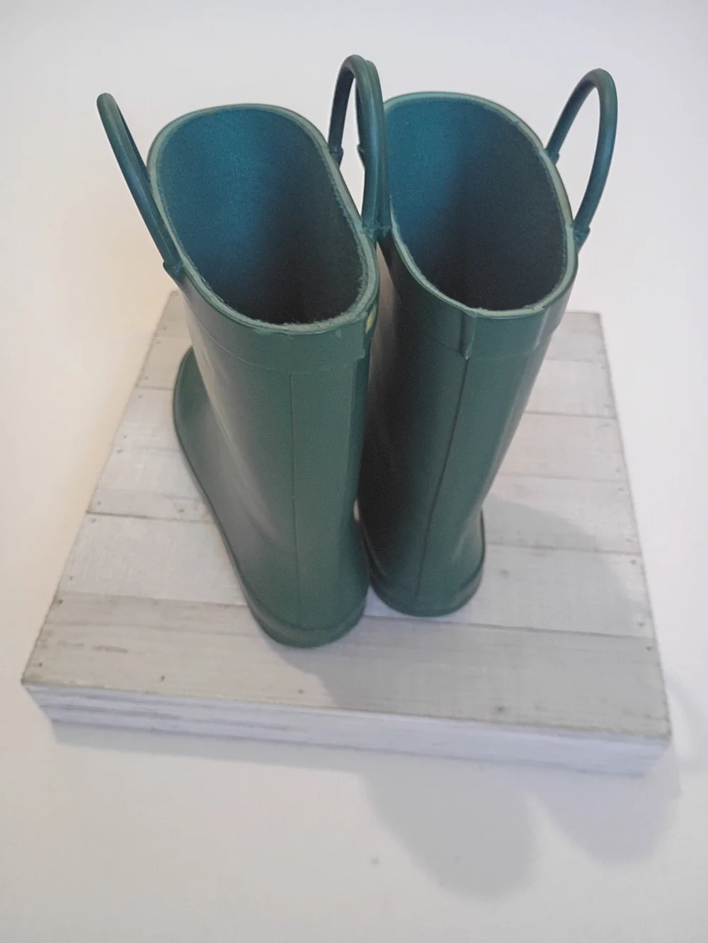 Kids My Soft Size 2 Waterproof Green Rain Boots with Easy Pull Handles